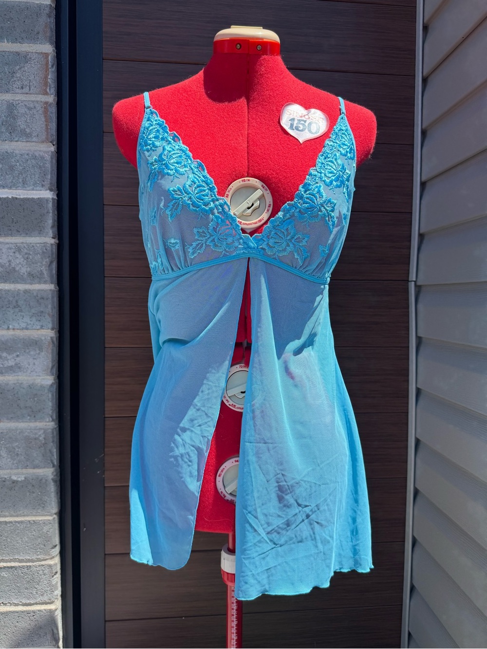 La SENZA Turquoise Lace-Trim Split Front Babydoll Tank